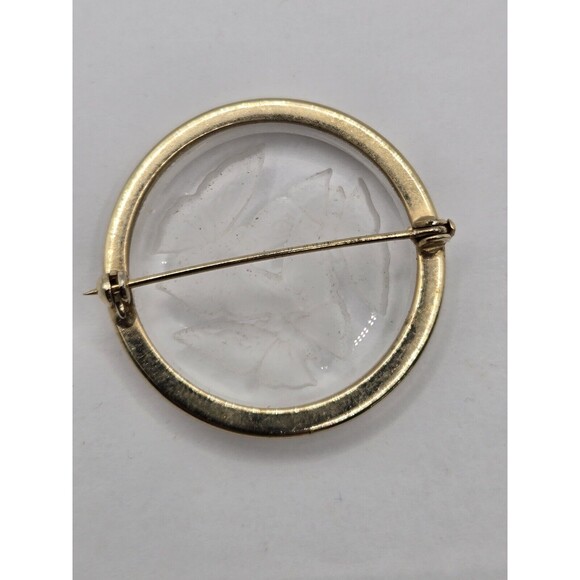 Vintage Reverse Carved Crystal Butterfly Brooch - Picture 9 of 11